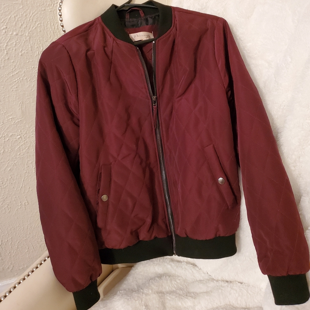 PHILOSOPY XS DARK RED QUILTED BOMBER EXCELLENT!
